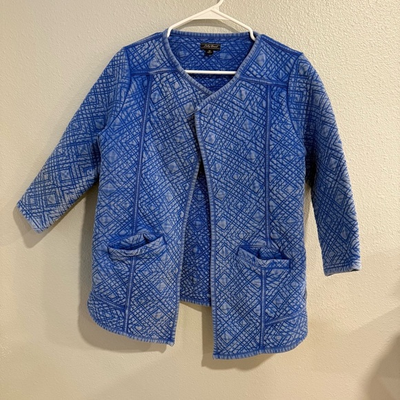 Lucky Women's Blue Quilted Geometric Patterned Jacket Size Medium Boho - Picture 1 of 5
